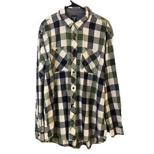 RedHead Flannel Shirt Men's XL green and Black Buffalo Plaid Long Sleeve Cotton